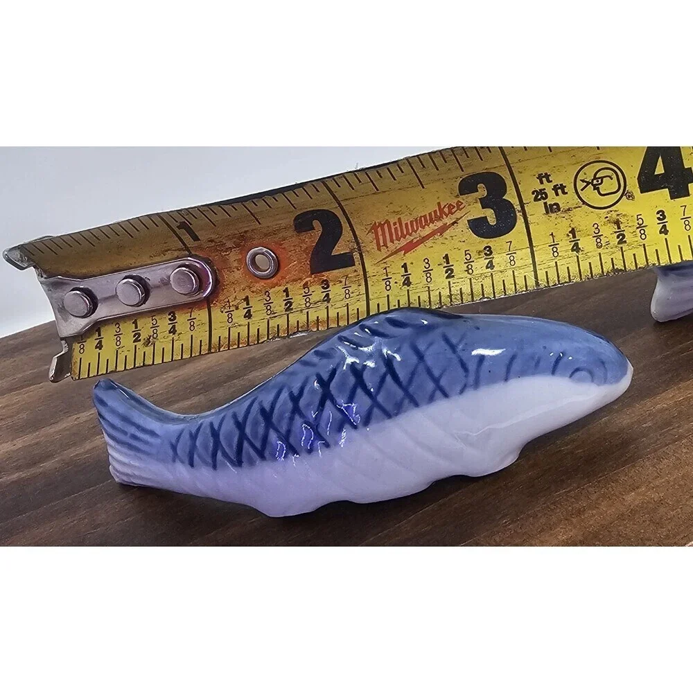 Japanese Porcelain Fish Chop Stick Rests Set of 4 Blue & White Asian 3.5” Length